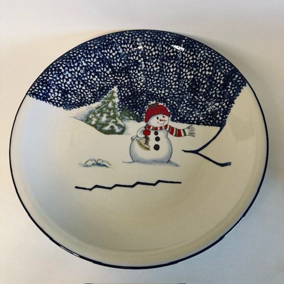 Thomson Snowman, Soup/Cereal Bowl set of 3, Blue Speckles, Snowman/Center - Picture 10 of 11